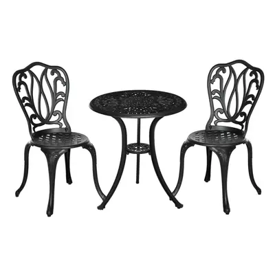 Outsunny Piece Patio Bistro Set Outdoor Table Set with Umbrella Hole Black