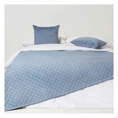 (Blue) Diamond Quilted Velvet Throw