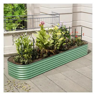 320cm W x 80cm D Oval-Shaped Galvanized Steel Raised Garden Bed