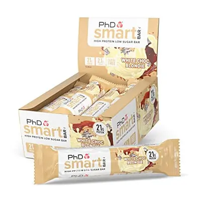 PhD Nutrition Smart Protein Bar, High Protein Low Sugar Protein Snacks, White Chocolate Blondie 