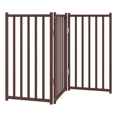 (brown oak, x x cm/ pcs) vidaXL Dog Gate with Door Foldable Dog Fence Barrier Pet Gate Solid Woo