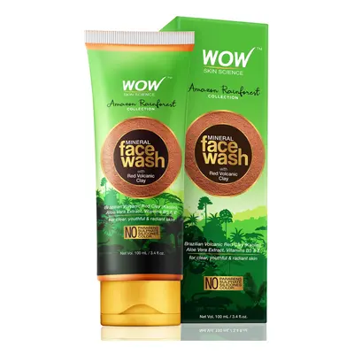 WOW Amazon Rainforest Collection - Mineral Face Wash with Red Volcanic Clay - No Parabens, Sulph