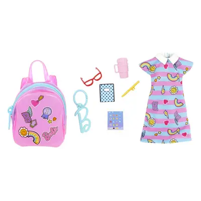 Barbie Clothes Deluxe Clip-On Bag with School Outfit and Five Themed