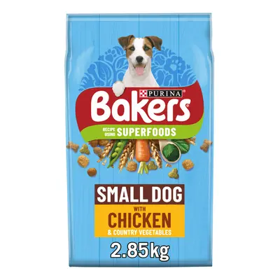 Bakers Small Dog Dry Dog Food Chicken and Veg 2.85kg, Pack of