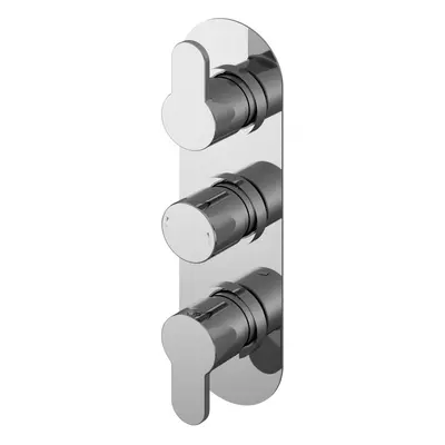 Pride Round Concealed Thermostatic Triple Shower Valve with Diverter (3 Outlets) - Chrome - Balt