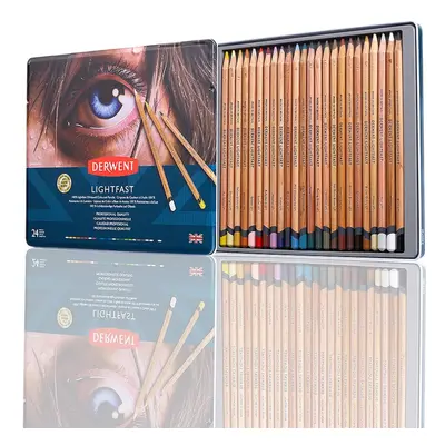 Derwent Lightfast Colored Pencils Tin Set of 4mm Wide Core