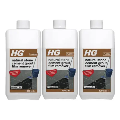 3 x HG Natural Stone Cement Grout Film Remover- 1Litre