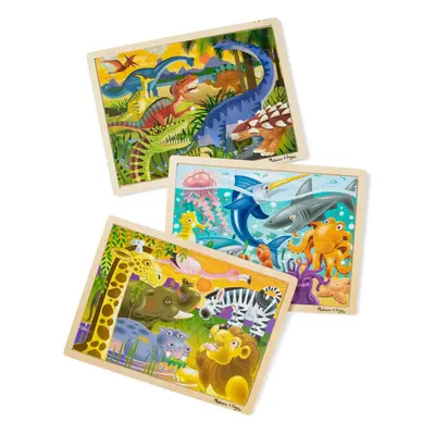 Melissa & Doug Jigsaw Puzzle Bundle (Dinosaur,Safari and Ocean) - Animal Puzzles, Wooden Jigsaw 