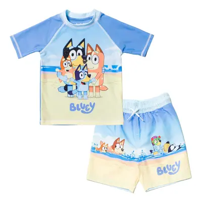 Bluey Mom Dad Bingo Toddler Boys Rash Guard and Swim Trunks Outfit Set