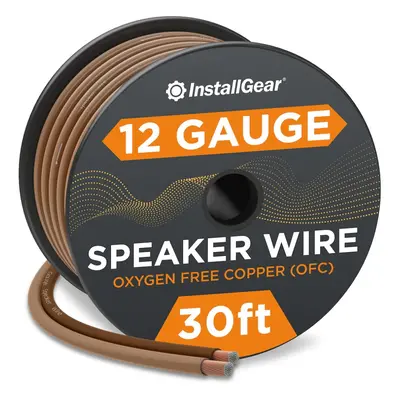 InstallGear Gauge Speaker Wire (30ft) - Brown AWG Speaker Wire Speaker Cable 99.9% - Oxygen-Free