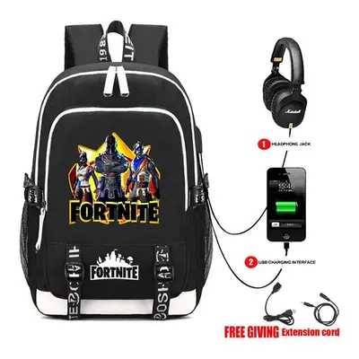 (S) Fortnite Backpack USB School Bag Royale Ninja