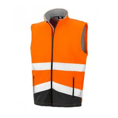 (S, Fluorescent Orange/Black) Result Adults Safe-Guard Printable Safety Soft Shell Gilet