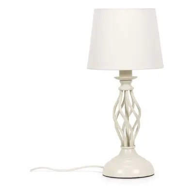 Traditional Cream Bedside Table Lamp for with Fabric Shade Light