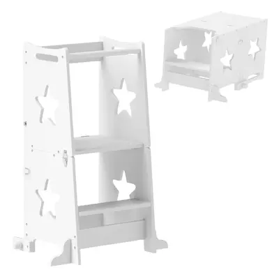 AIYAPLAY in Toddler Step Stool with Safety Rail for Kitchen, White