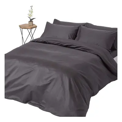 (Super-King, Dark Grey) Duvet Cover with Pillowcase Thread count