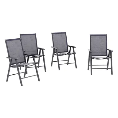 Outsunny 4-PCS Garden Armchairs Outdoor Patio Folding Furniture Grey