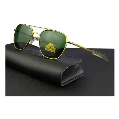 (RE-gold-green, Size 58mm) American Army Military Pilot RANDOLPH RE Sunglasses Glass