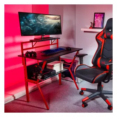 (RED) Neo Ergonomic Tier Gaming Desk