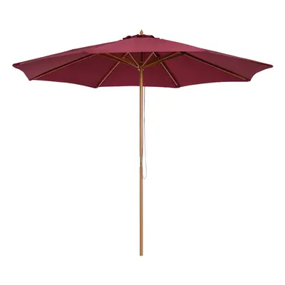 Outsunny 3(m) Wooden Garden Parasol Sun Shade Outdoor Umbrella Canopy Wine Red