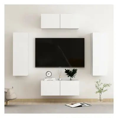 vidaXL TV Cabinet Set Piece White Engineered Wood Furniture TV Stand Cabinet