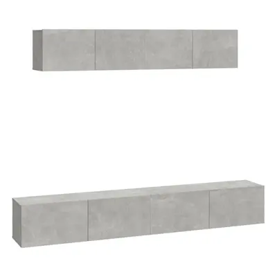 vidaXL TV Cabinet Set Piece Concrete Grey Engineered Wood Sideboard TV Unit