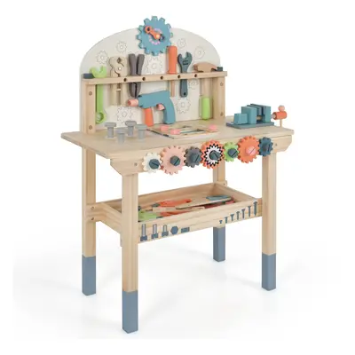 Large Kids Wooden Play Tool Workbench with Rich Tool Set & Accessories