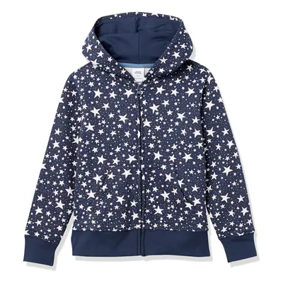 Amazon Essentials Girls' Fleece Zip-Up Hoodie Sweatshirt Navy Stars