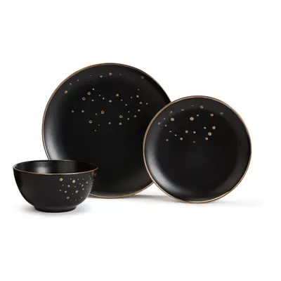 12pc Ebony & Gold Dinner Set