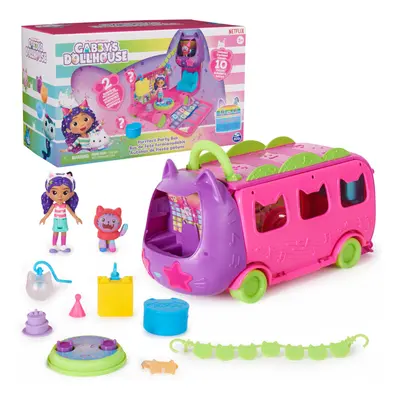 Gabby's Dollhouse Celebration Party Bus Transforming Playset with Gabby & DJ Catnip Toy Figures 