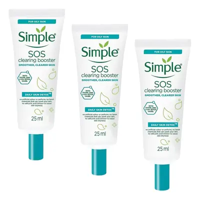 3x Simple 25ml SOS Clearing Booster Long Lasting Shine & Blemish Control