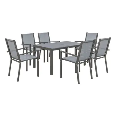 Outsunny PCs Garden Dining Set, Wood-plastic Composite Table & Chairs, Grey