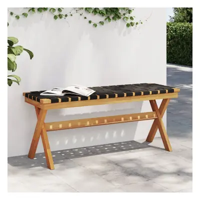 vidaXL Garden Bench Outdoor Bench Seat Black Solid Wood Acacia and Fabric