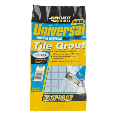 Everbuild Universal Flexible Hygienic Wall and Floor Tile Grout, Ivory, kg