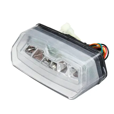 (White) 12V Motorcycle LED Brake Rear Tail Turn Signal License Integrated Light