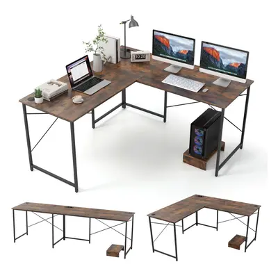 Reversible L-Shaped Desk cm Corner Computer Desk-Coffee