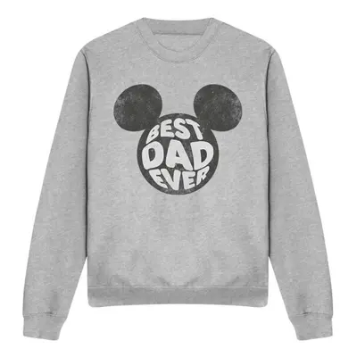 (L, Sport Heather) Disney Unisex Adult Best Dad Ever Mickey Mouse Sweatshirt