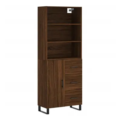 (brown oak, door drawers) vidaXL Highboard Sideboard Storage Cabinet High Gloss White Engineered