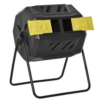 Outsunny 160L Outdoor Tumbling Compost Bin with Dual Chamber, Yellow