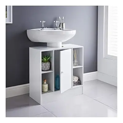 Under Sink Storage Bathroom Cabinets Free Standing White Wooden Unit