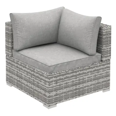 Outsunny Rattan Corner Sofa Garden Rattan Furniture Single Sofa Chair Light Grey