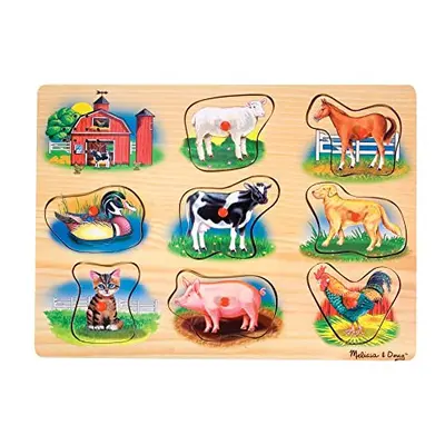 Farm Animal Sound Puzzle | Wooden Jigsaw Puzzles for year olds | Baby Puzzles | Wooden Peg Puzzl