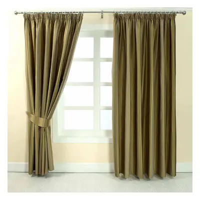 (W 167cm x Drop 137cm, Gold) Jacquard Curtain Modern Striped Design Fully Lined