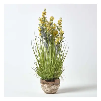 (Yellow) Artificial Lavender Plant in Decorative Metallic Ceramic Pot, cm Tall