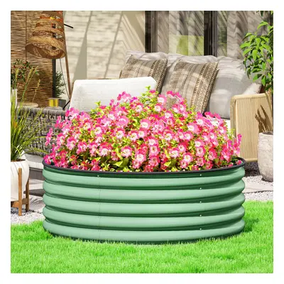 Outsunny Galvanised Planter with Gloves, x x 43cm, Light Green