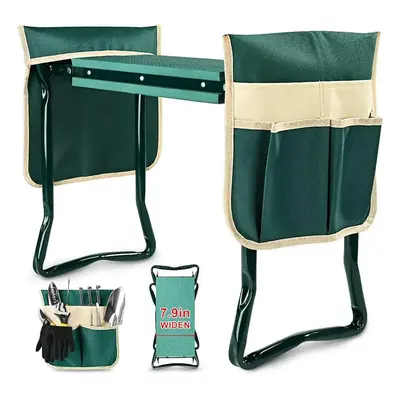 Upgraded Garden Kneeler and Seat with Thicken & Widen Soft Kneeling Pad Heavy Duty Foldable Gard