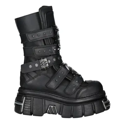 (45) New M-MET422-S1 Unisex Metallic Black Leather Boot