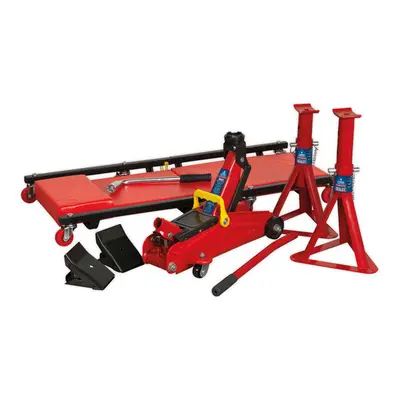 Sealey JKIT01 Lifting Kit 5pc 2tonne (Inc Jack, Axle Stands, Creeper, Chocks)