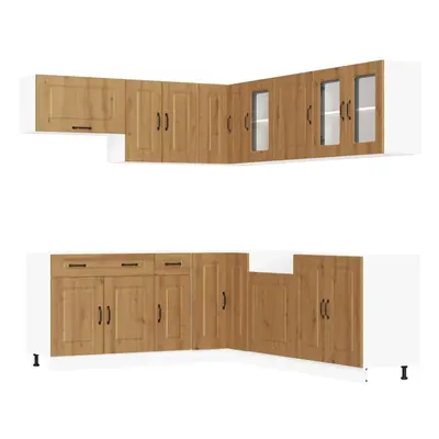 (artisian oak) vidaXL Piece Kitchen Cabinet Set Kalmar Concrete Grey Engineered Wood