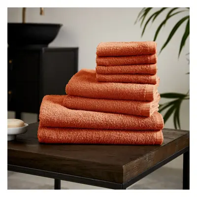 (Orange) Catherine Lansfield Quick Dry 100% Cotton Piece Towel Bale