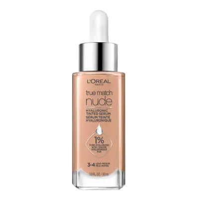 L'Oreal Paris True Match Hyaluronic Tinted Serum Foundation Makeup, Light-Medium 3-4, fl. oz